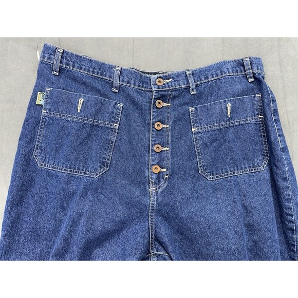 Nothing Jeans Womens 20 Blue Wide Flared Denim Y2K Button Fly Pockets Plus - Picture 4 of 12